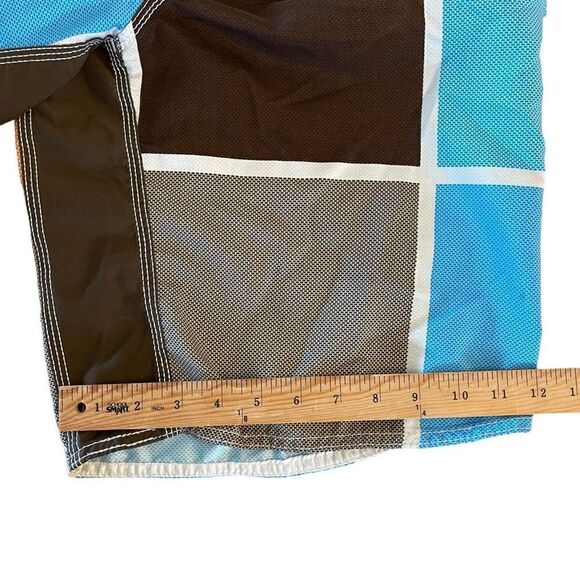 Billabong Mens Board Shorts Fall Autumn Blue Orange Brown Plaid Surfer Size 34 - Picture 4 of 7